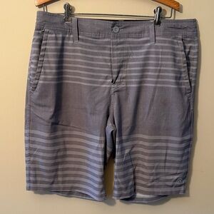 Hang Ten Gray Striped Men's Flat Front Board Shorts